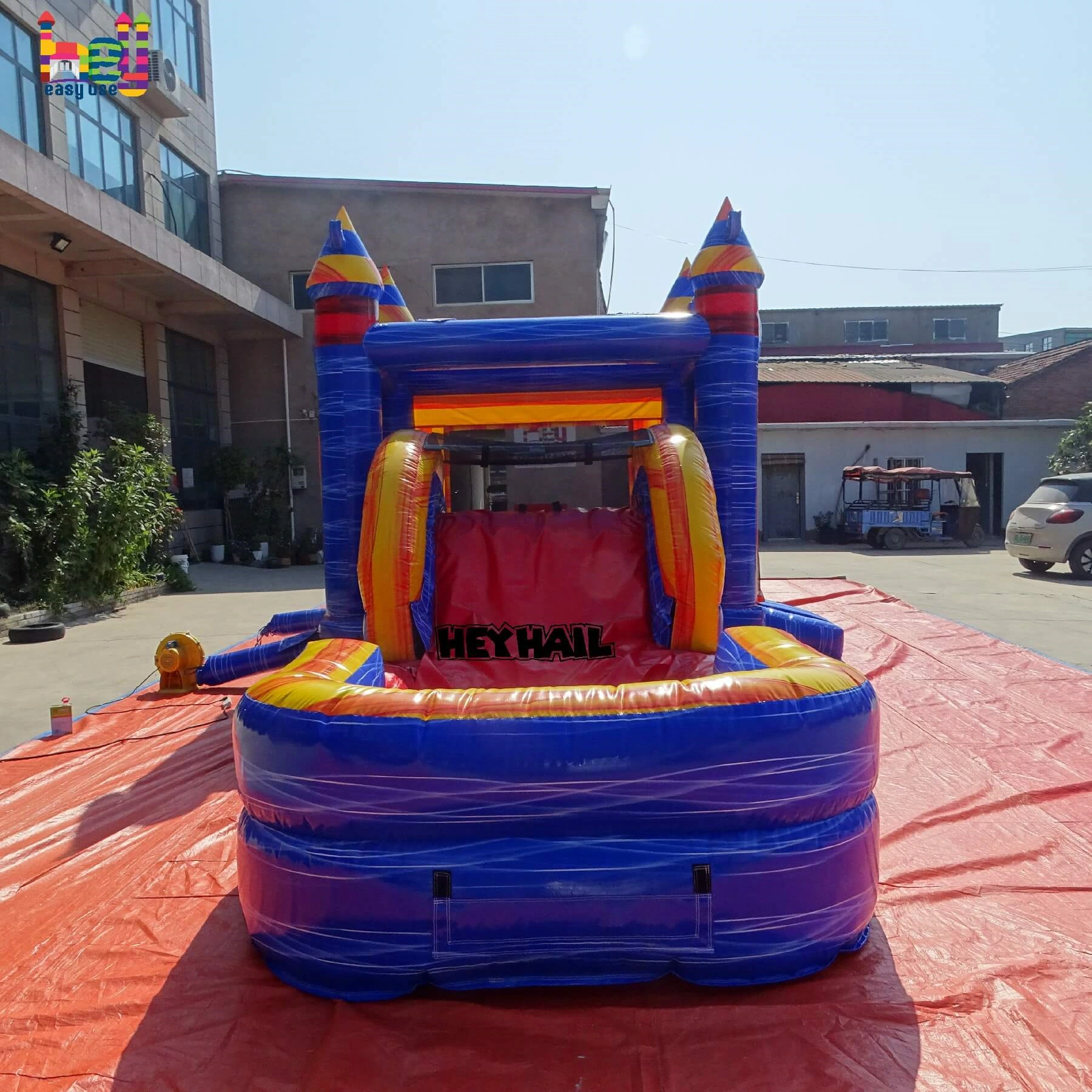 outdoor moonwalk inflatable slip and slide pool combo