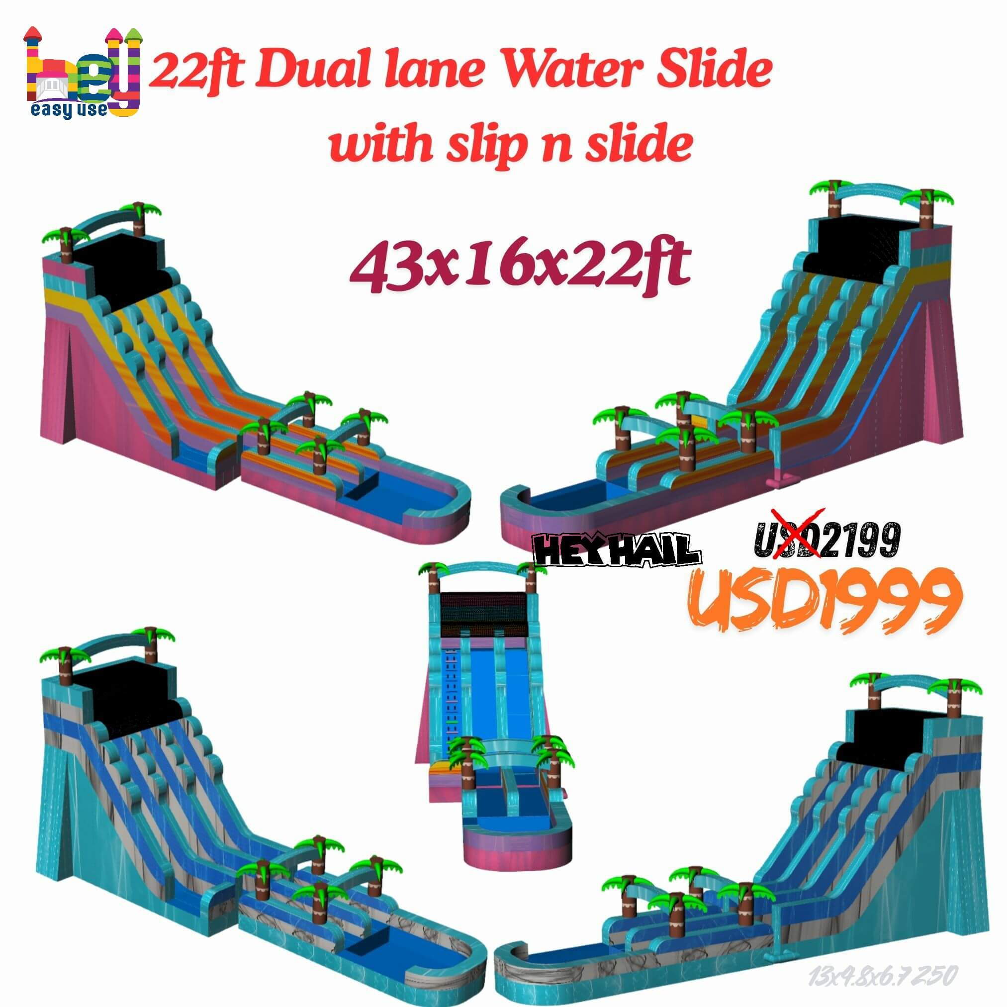 high quality PVC inflatable slide rider