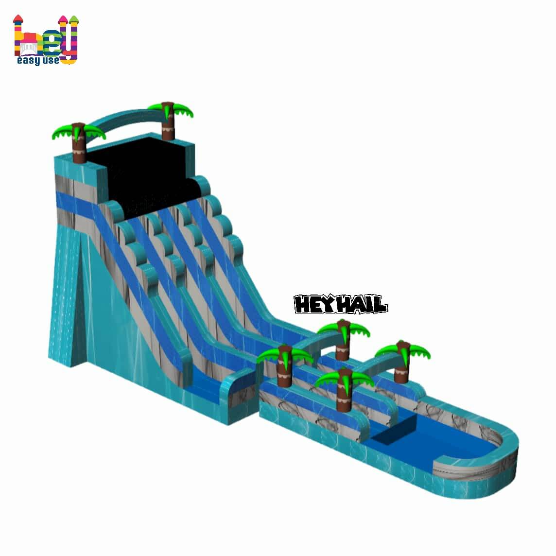 colorful slip and slide water slide