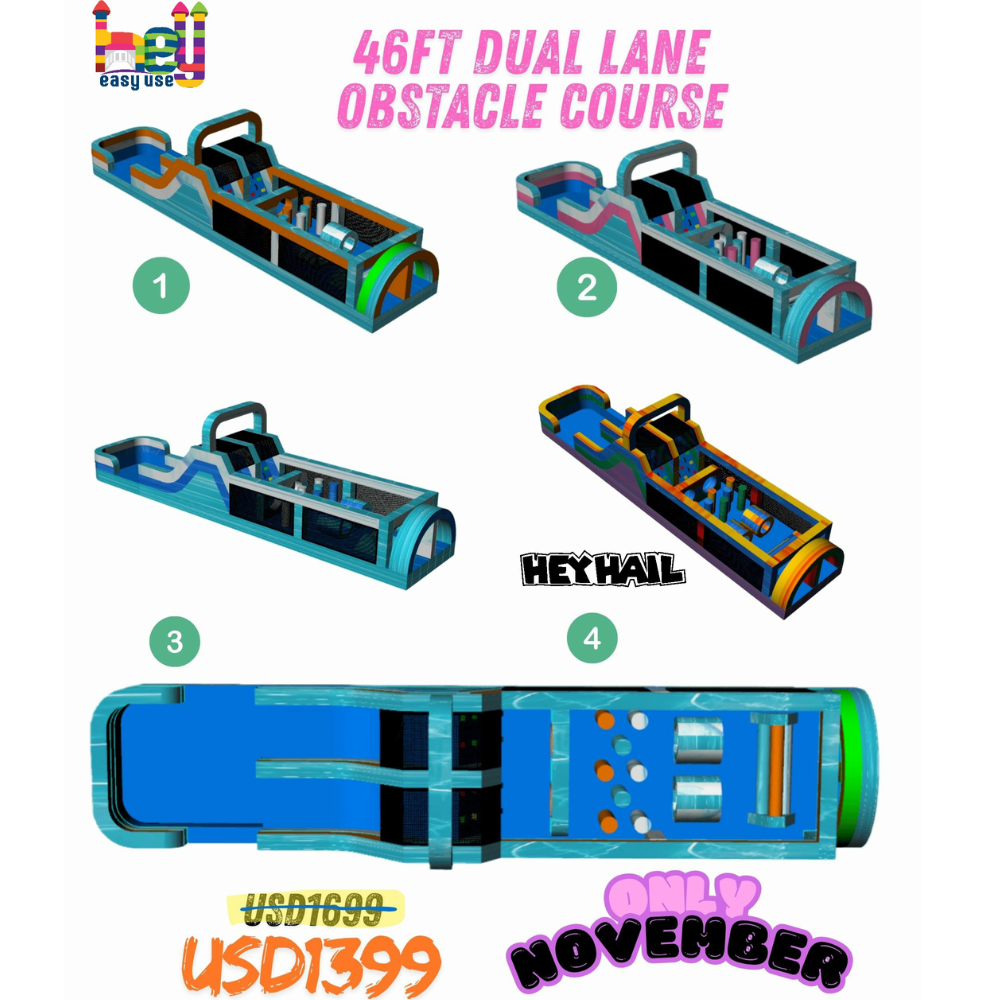 inflatable bounce house obstacle course