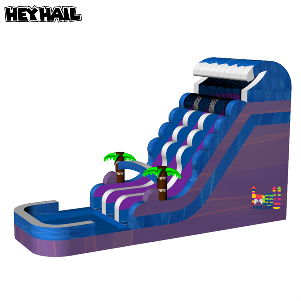 tropical purple marble inflatable water slide