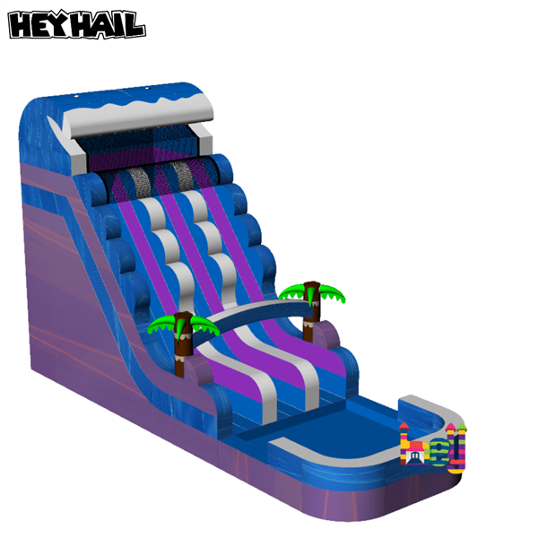 tropical purple marble inflatable water slide