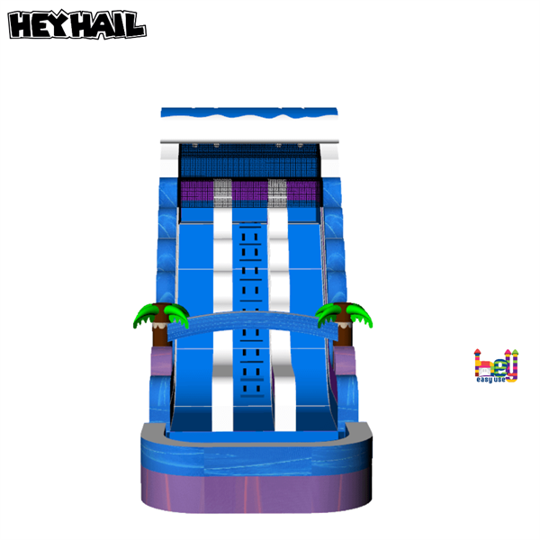 tropical purple marble inflatable water slide