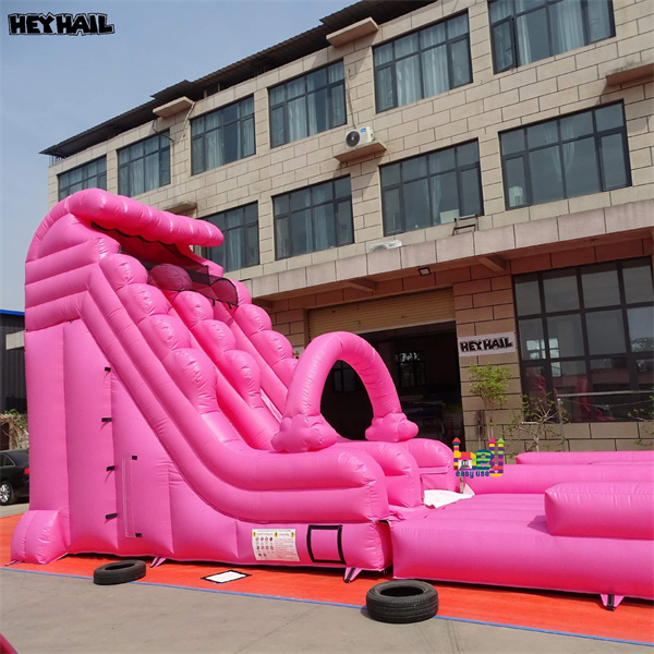 pastel colors bouncy castle with inflatable slide for kids