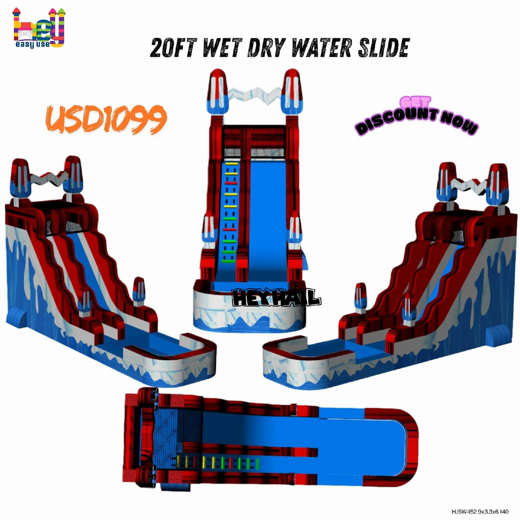 blue commercial waterslides for sale