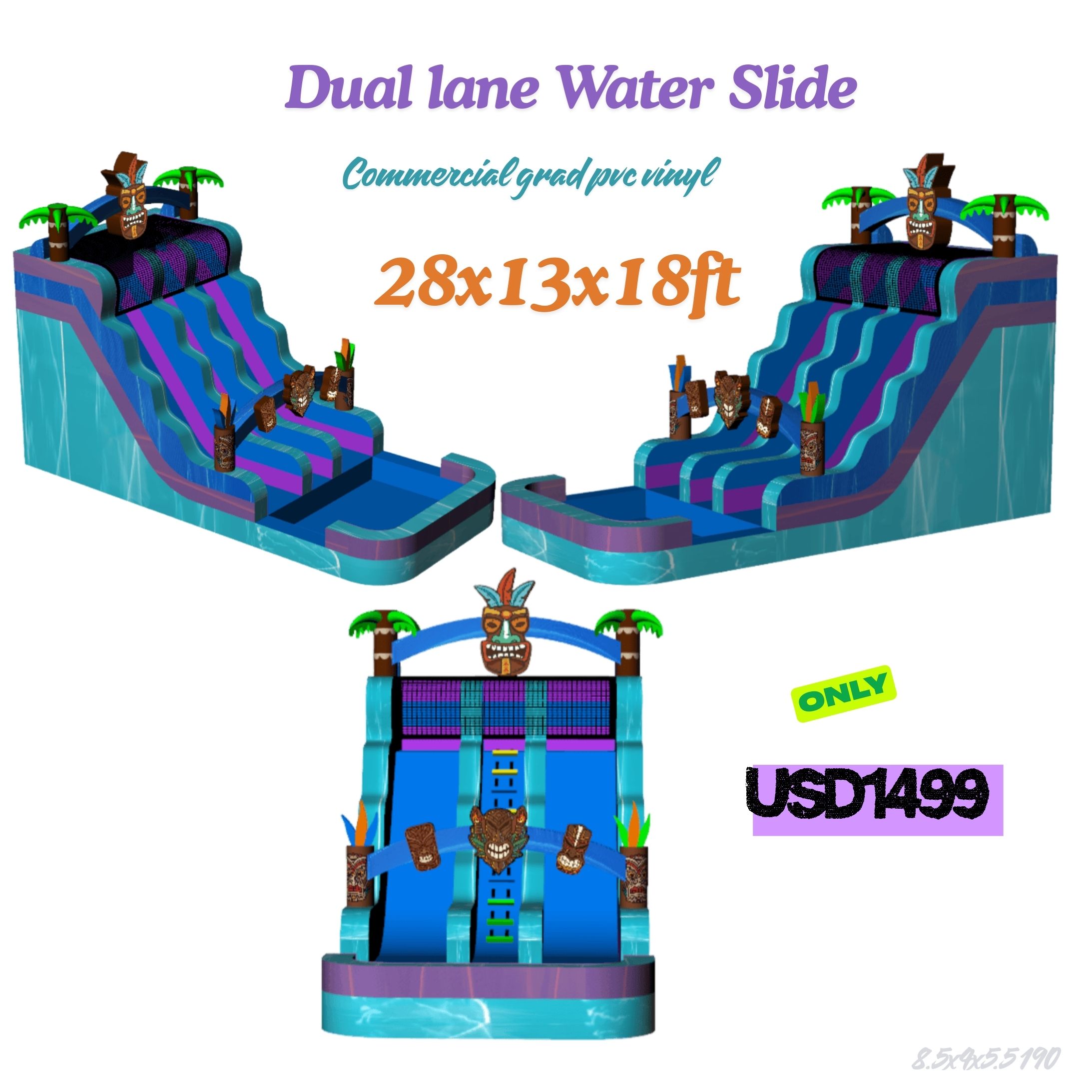 commercial grade inflatable playground dry slide for sale