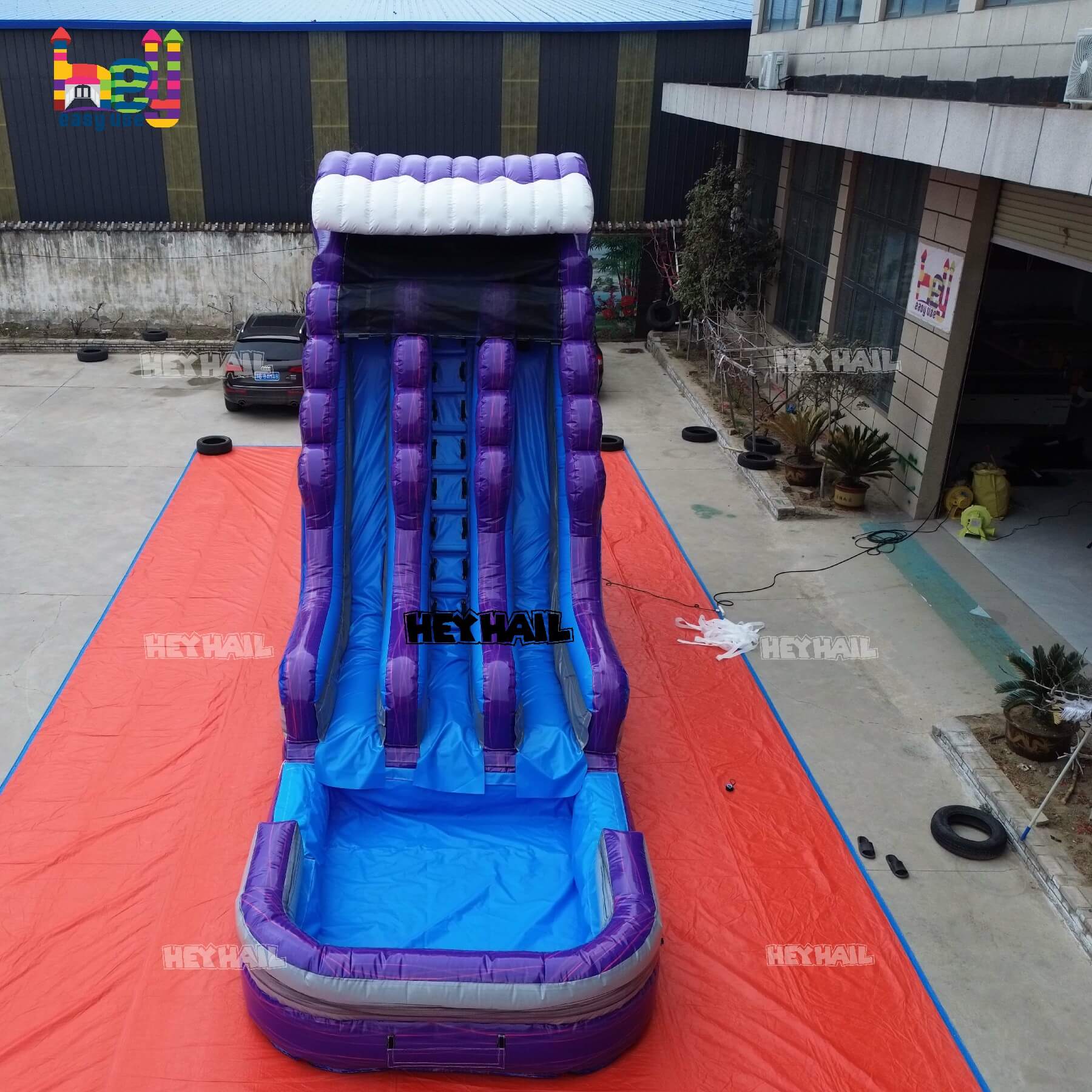 purple dual lane inflatable slide for sale