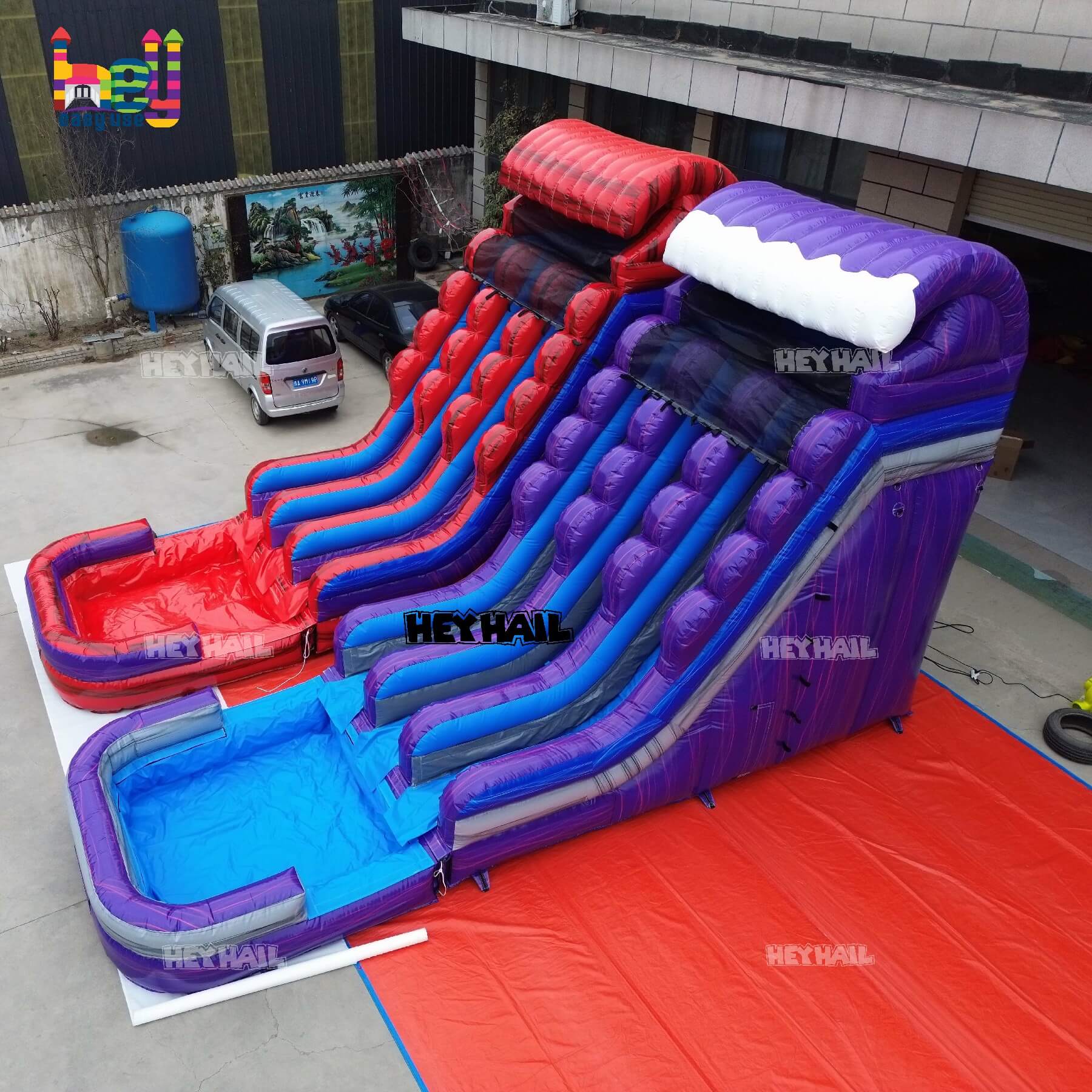 inflatable slide whit foam pool