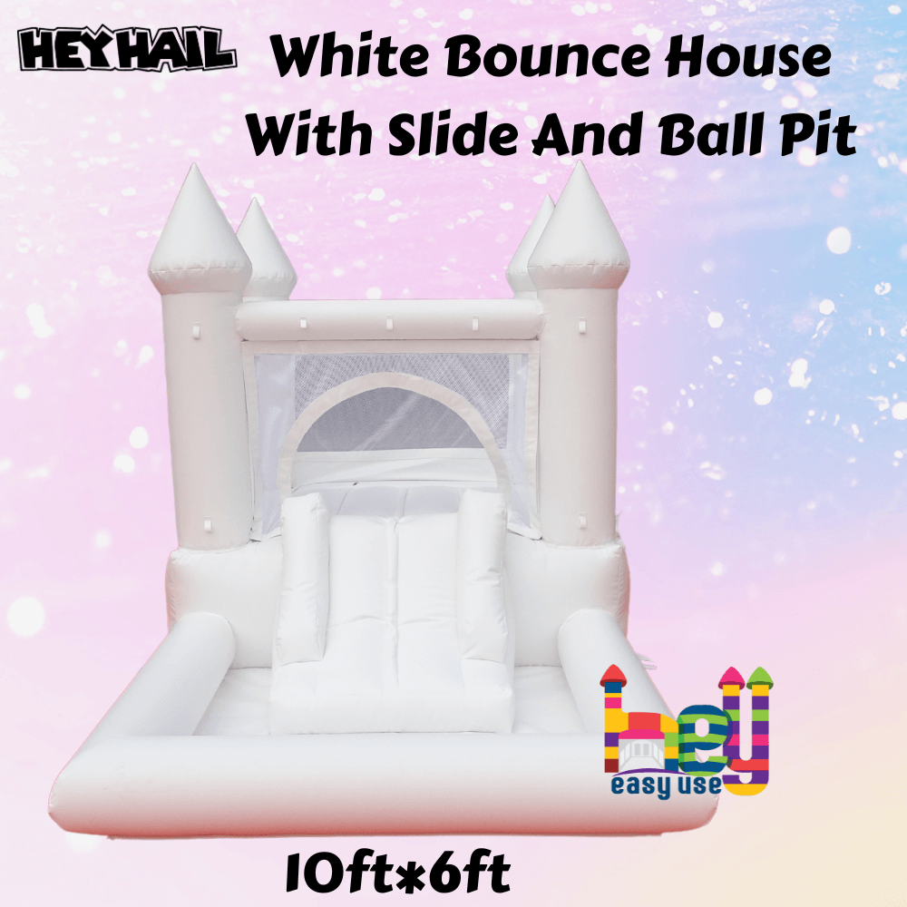 commercial bounce house with slide, ball pit