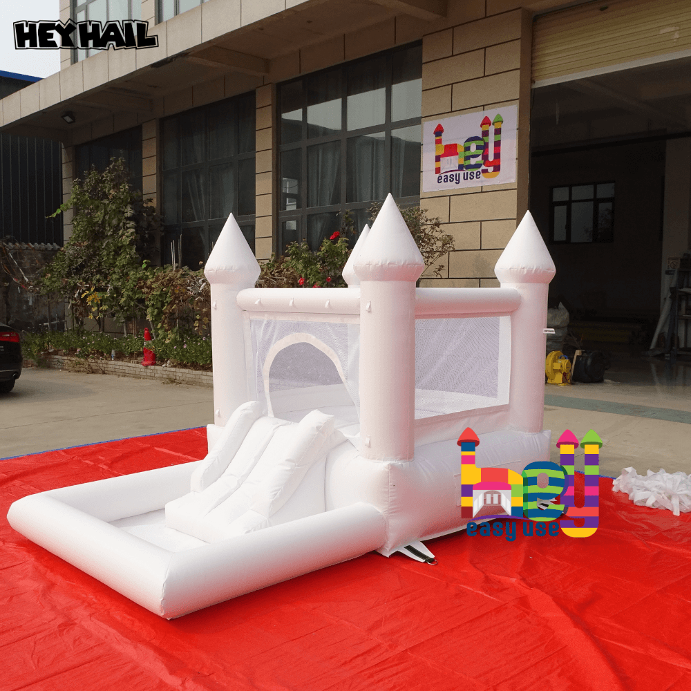 commercial bounce house with slide, ball pit