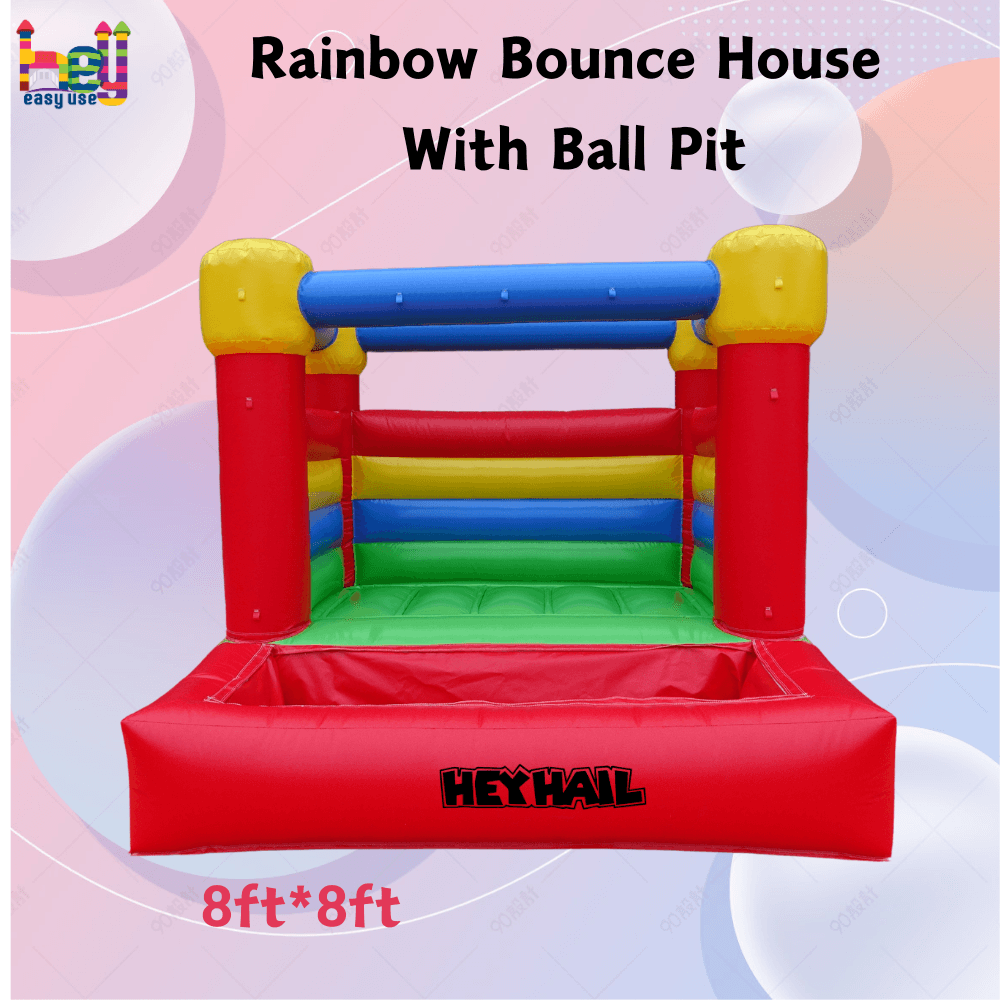 commercial rainbow bounce house with ball pit on sale