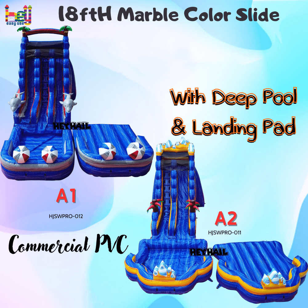 marble color slide with deep pool and landing pad on sale 