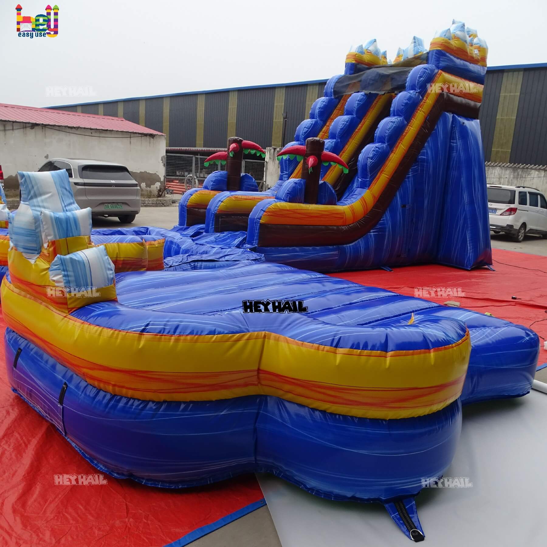 marble color slide with deep pool and landing pad on sale 