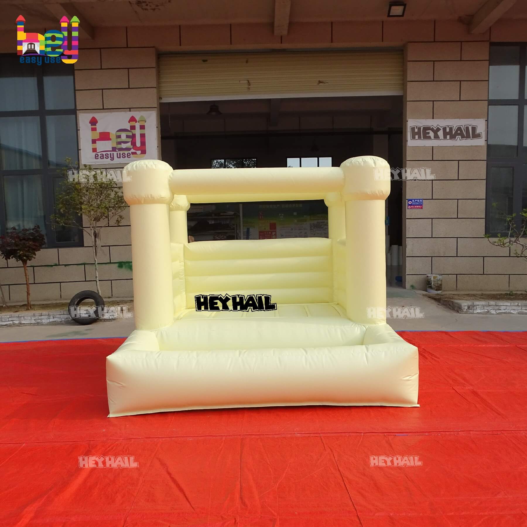 pastel yellow bounce house with ball pit on sale 