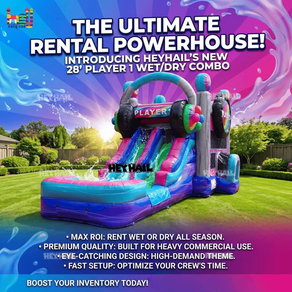 commercial inflatable game wet/dry combo