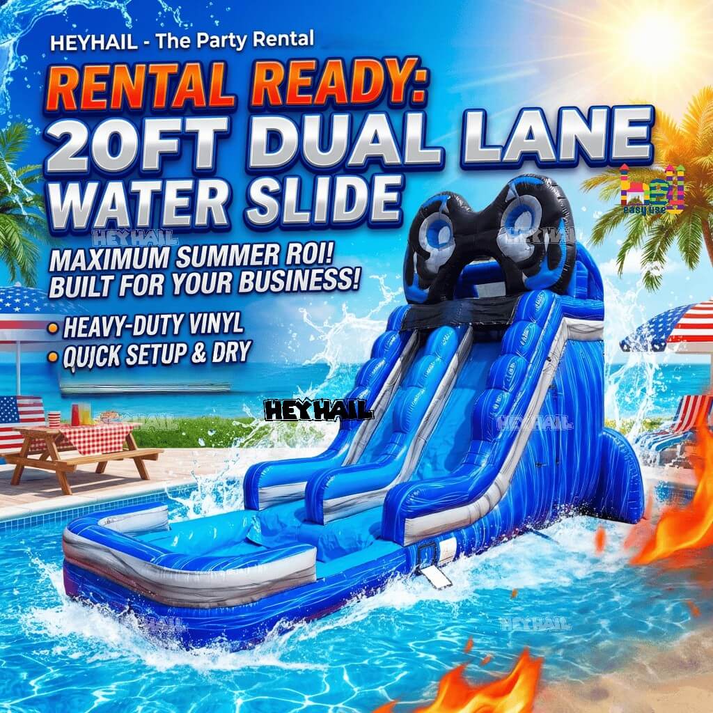 commercial PVC 20ft dual lane water slide