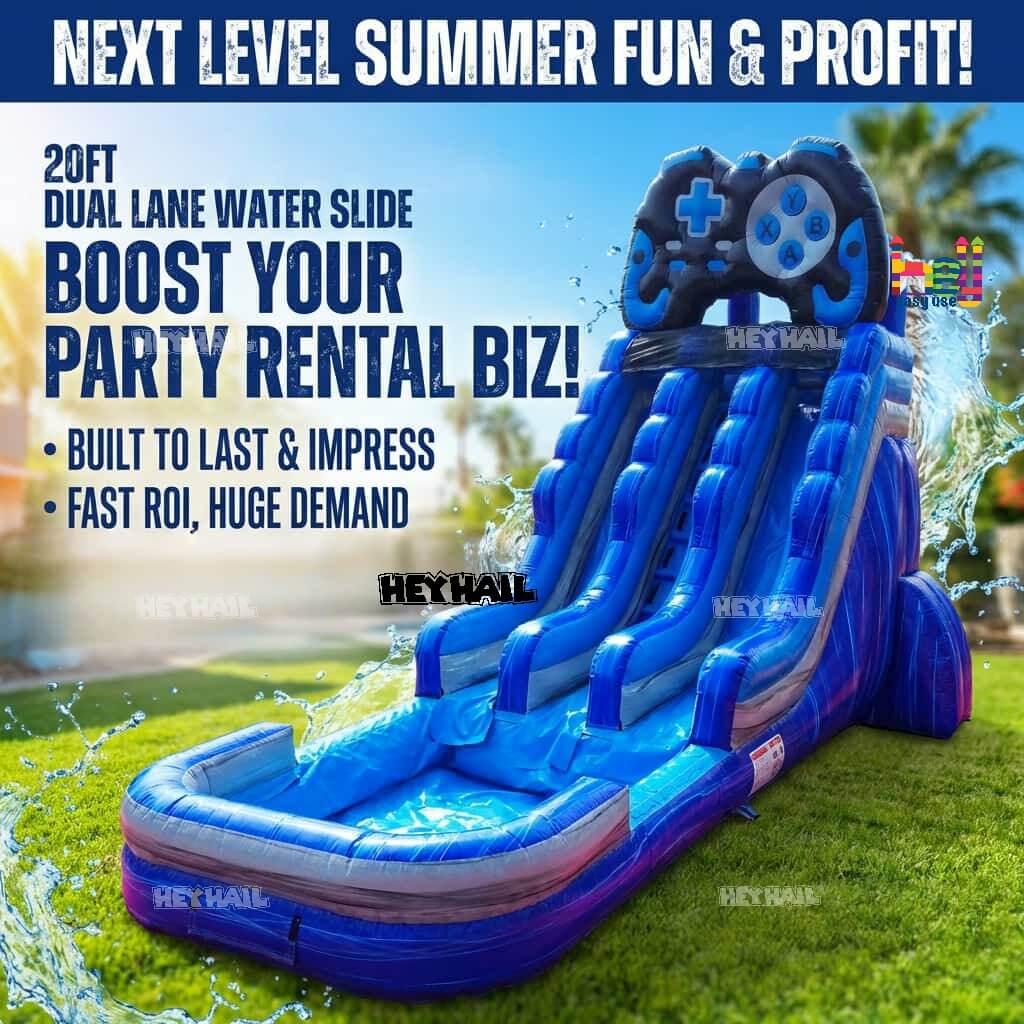 commercial PVC 20ft dual lane water slide