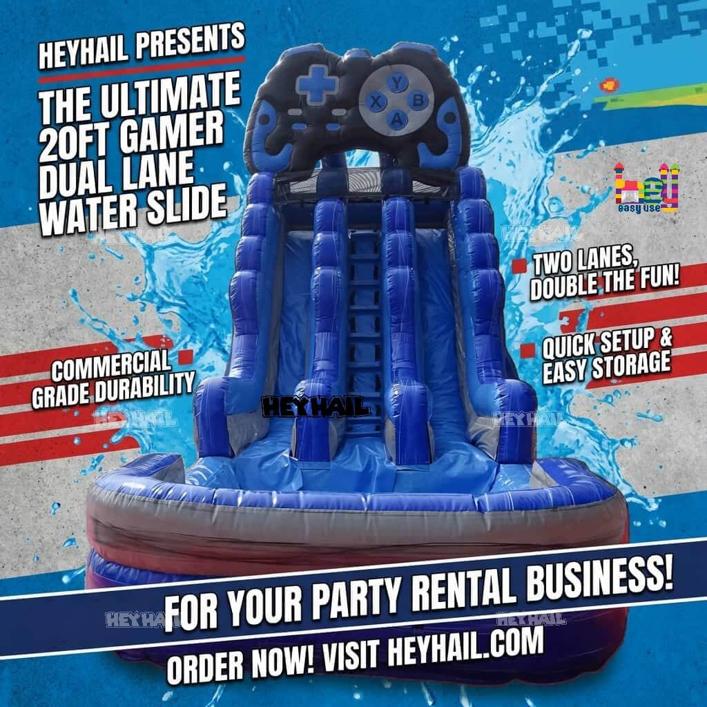 commercial PVC 20ft dual lane water slide