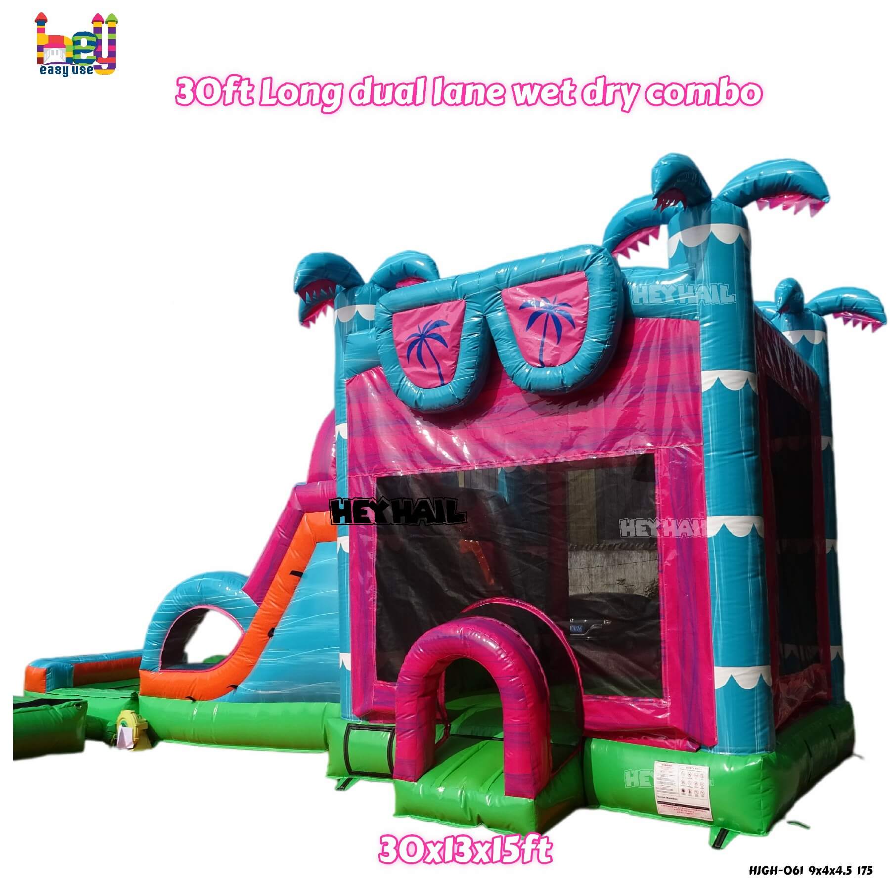 inflatable dual lane wet dry combo with deep pool on sale 