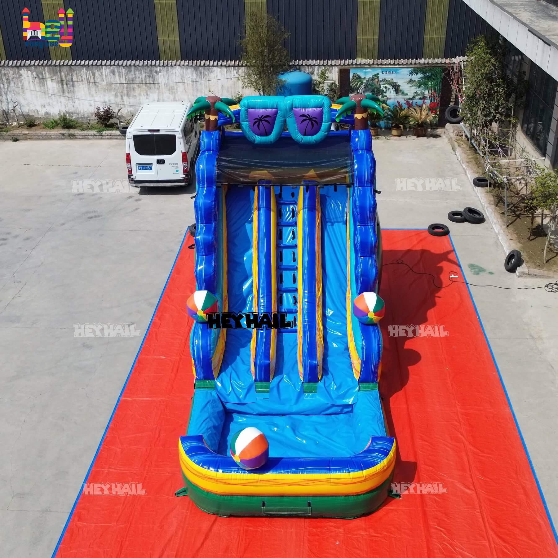 outdoor inflatable dual lane water slide on sale