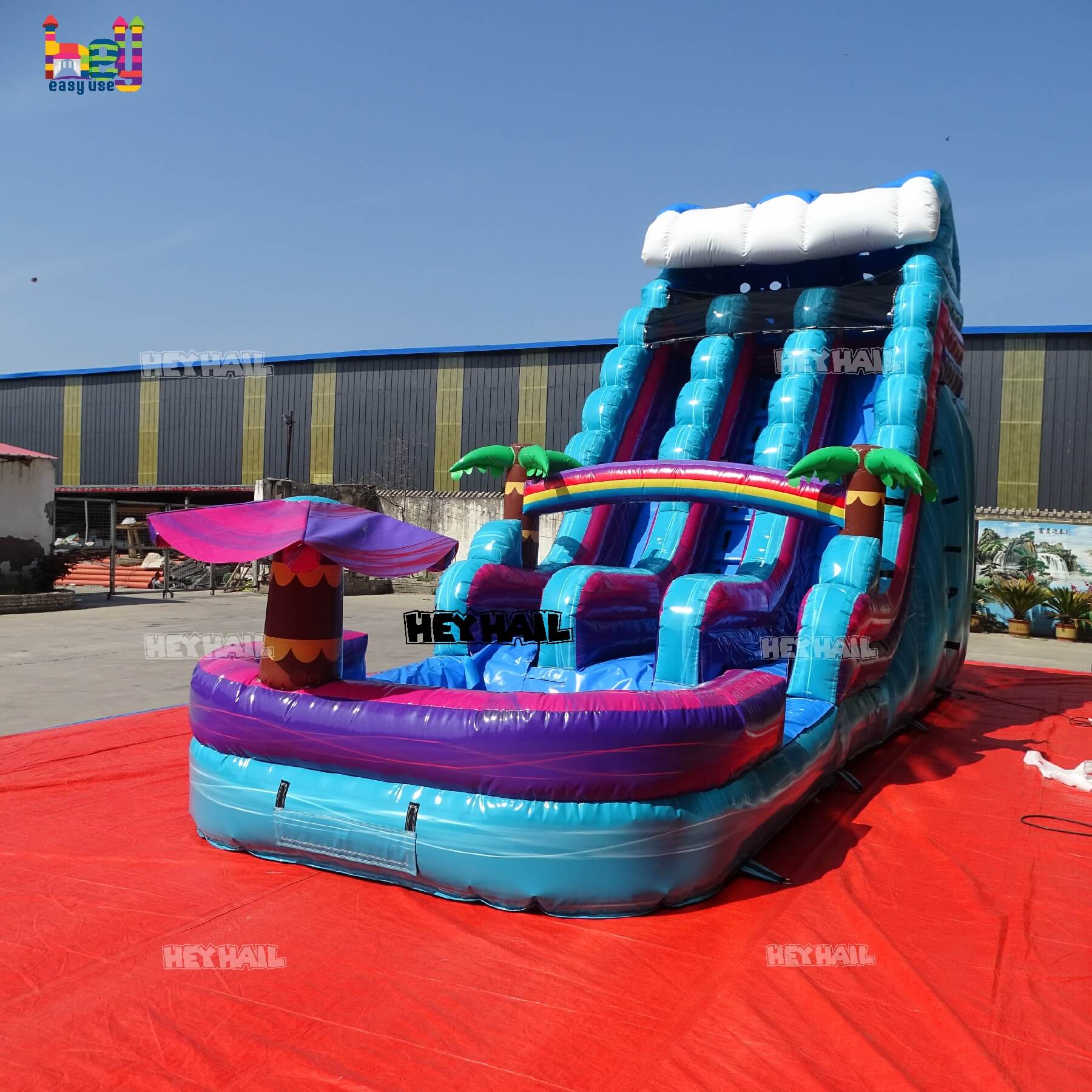 18ft dual lane water slide for outdoor activity