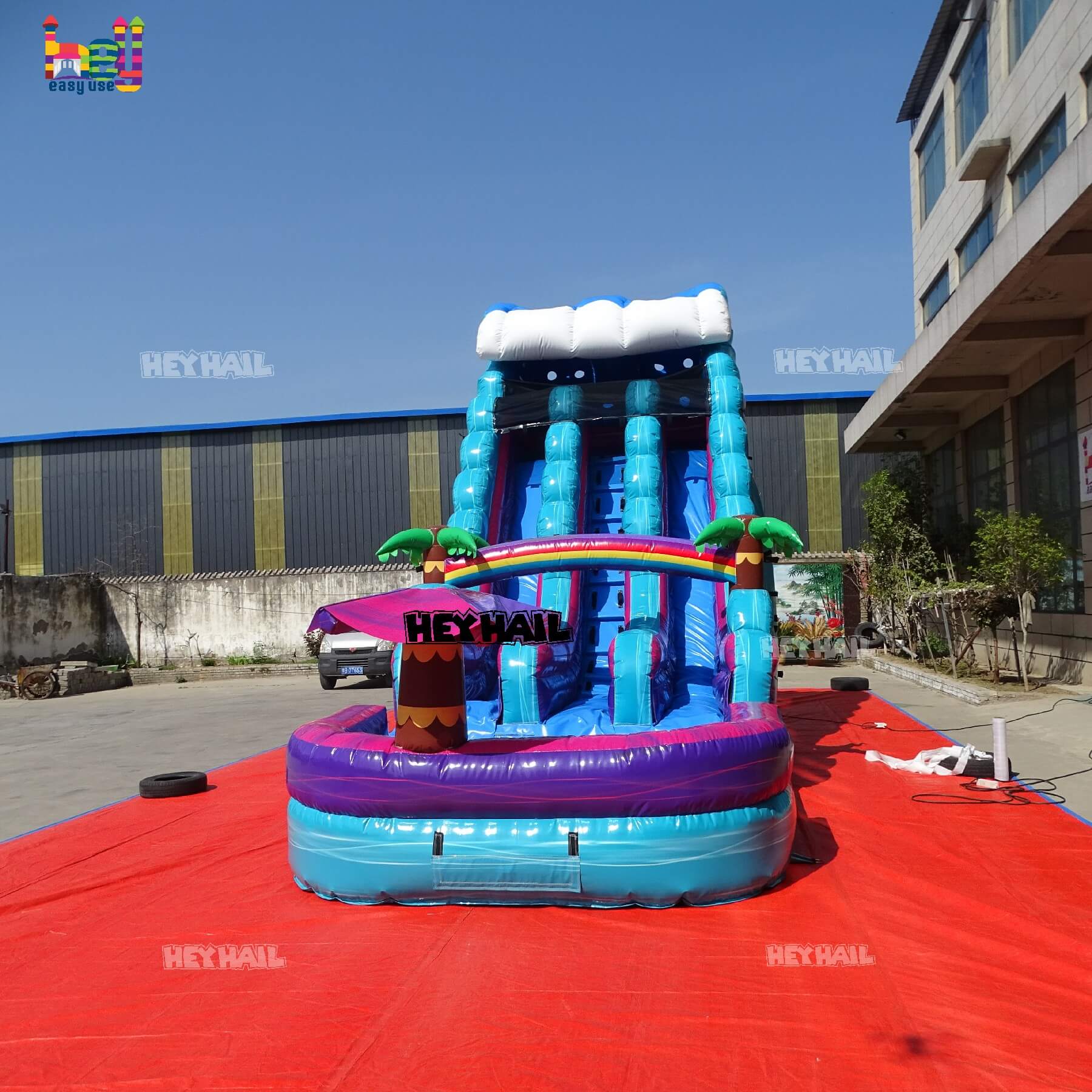 18ft dual lane water slide for outdoor activity