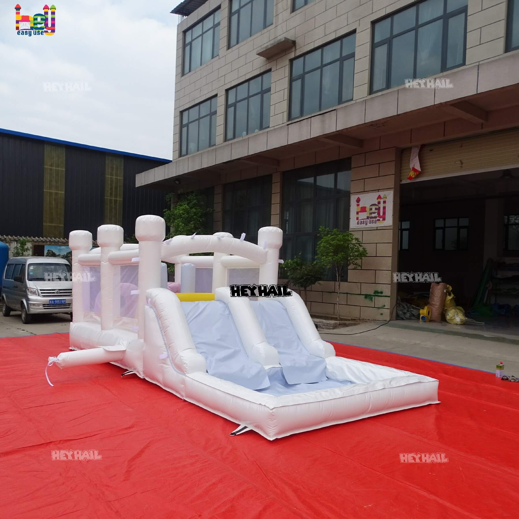 outdoor white/pastel obstacle course commercial PVC