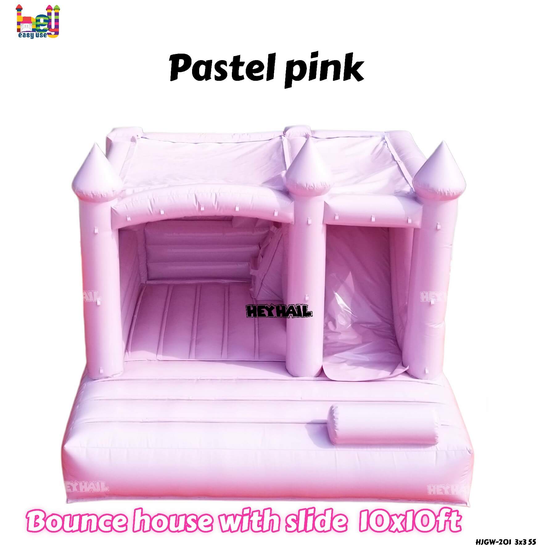 outdoor pastel pink bounce house with slide on sale