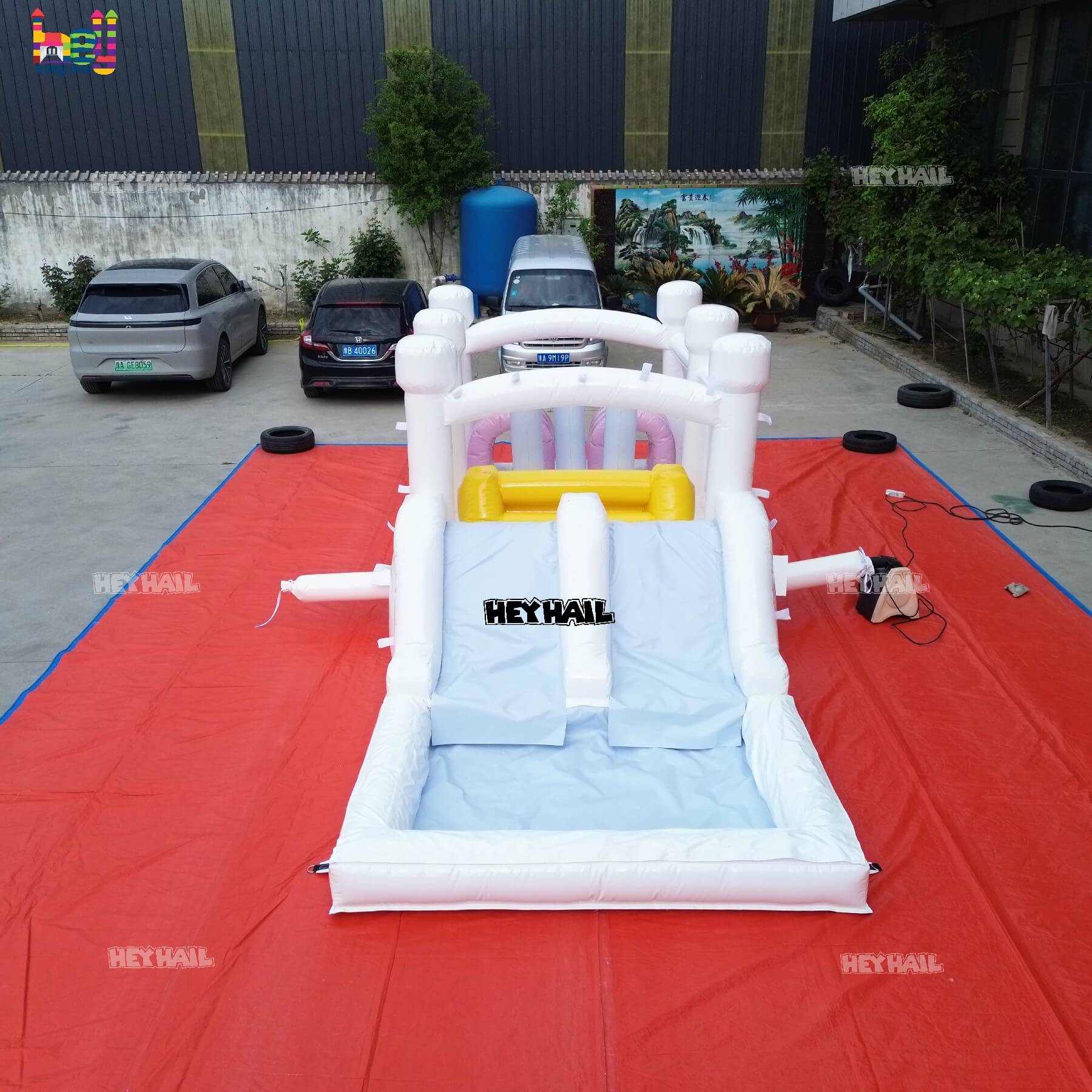 outdoor white/pastel obstacle course commercial PVC