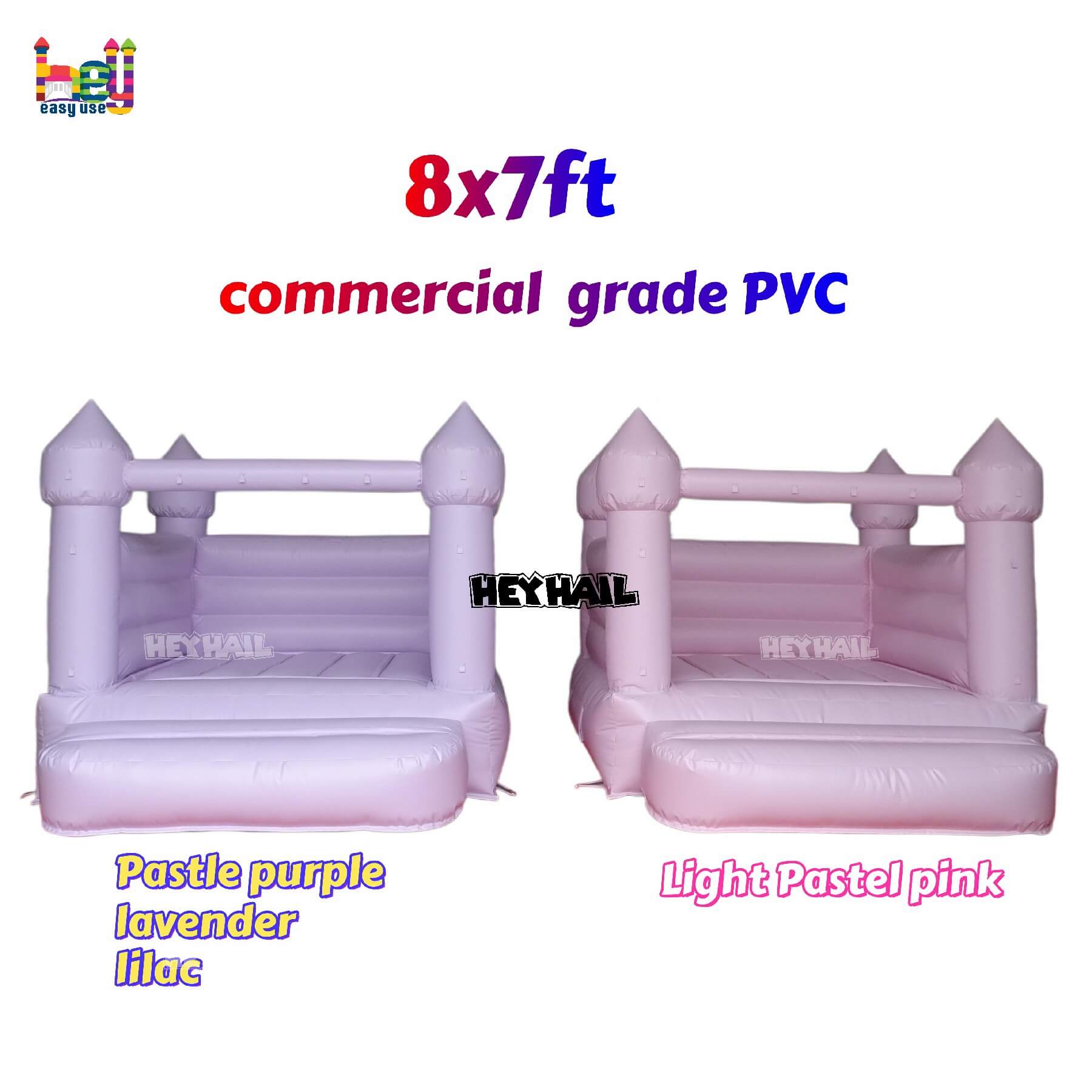 commercial light pastel pink bounce house on promotion