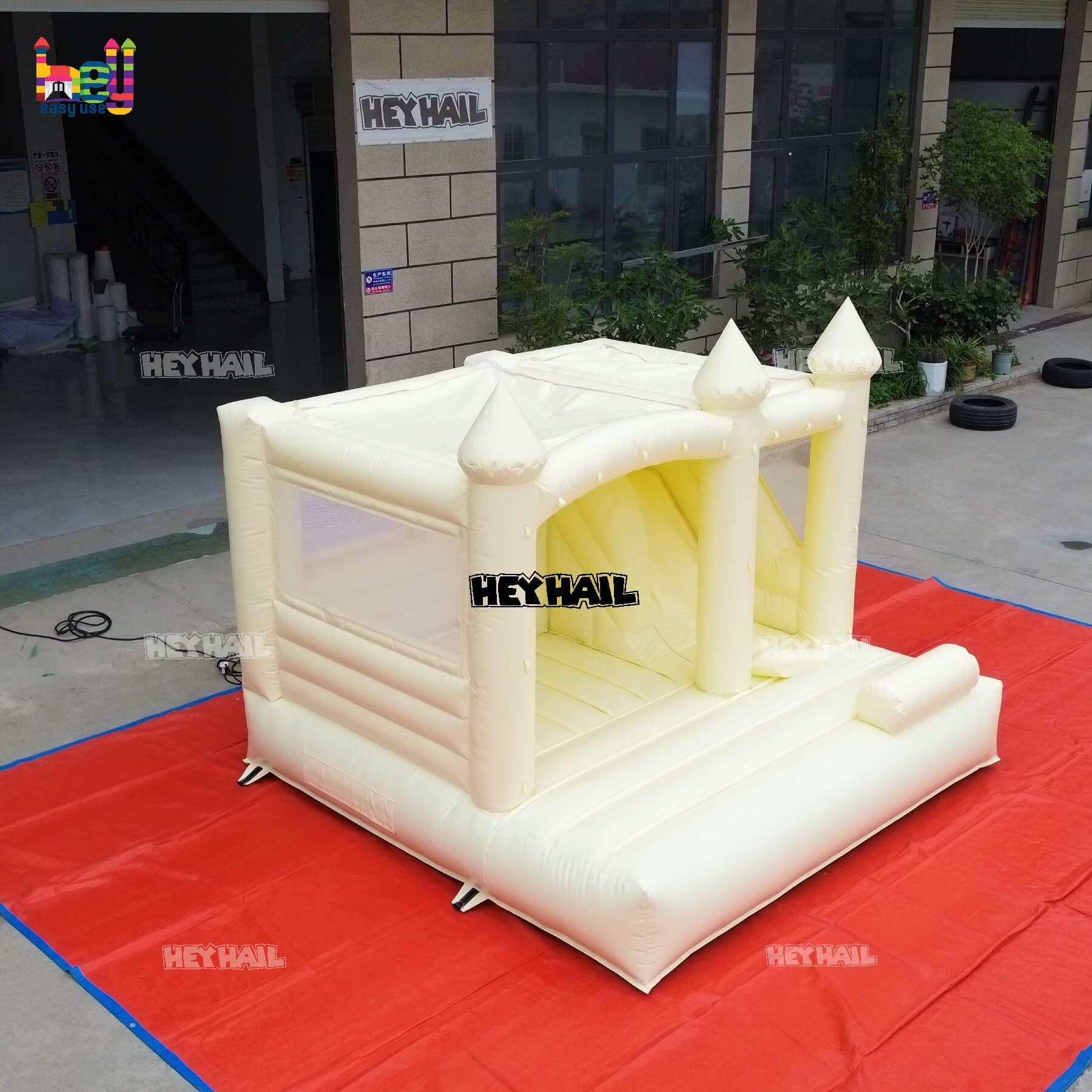 pastel yellow bounce house with slide inflatable on sale 