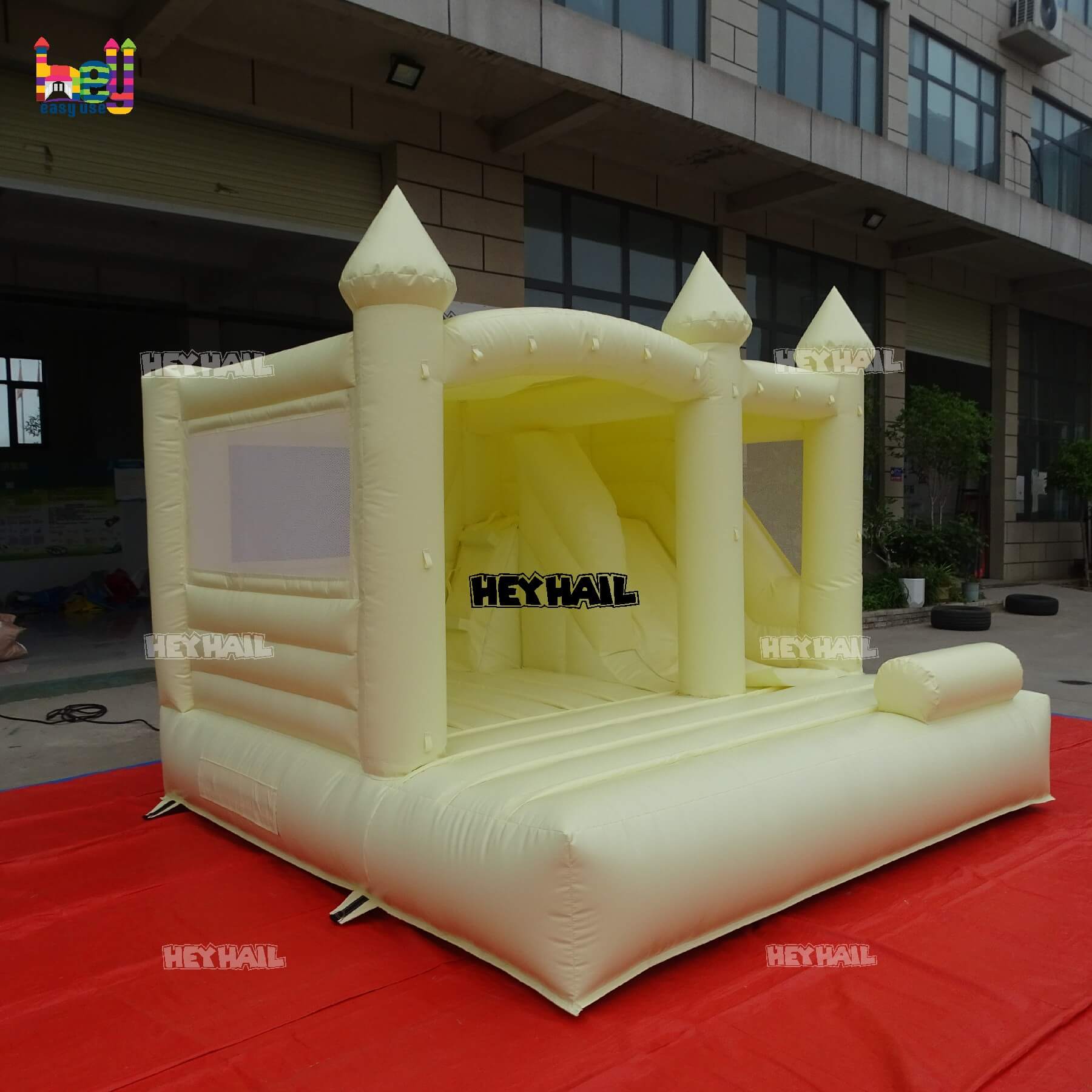 pastel yellow bounce house with slide inflatable on sale 