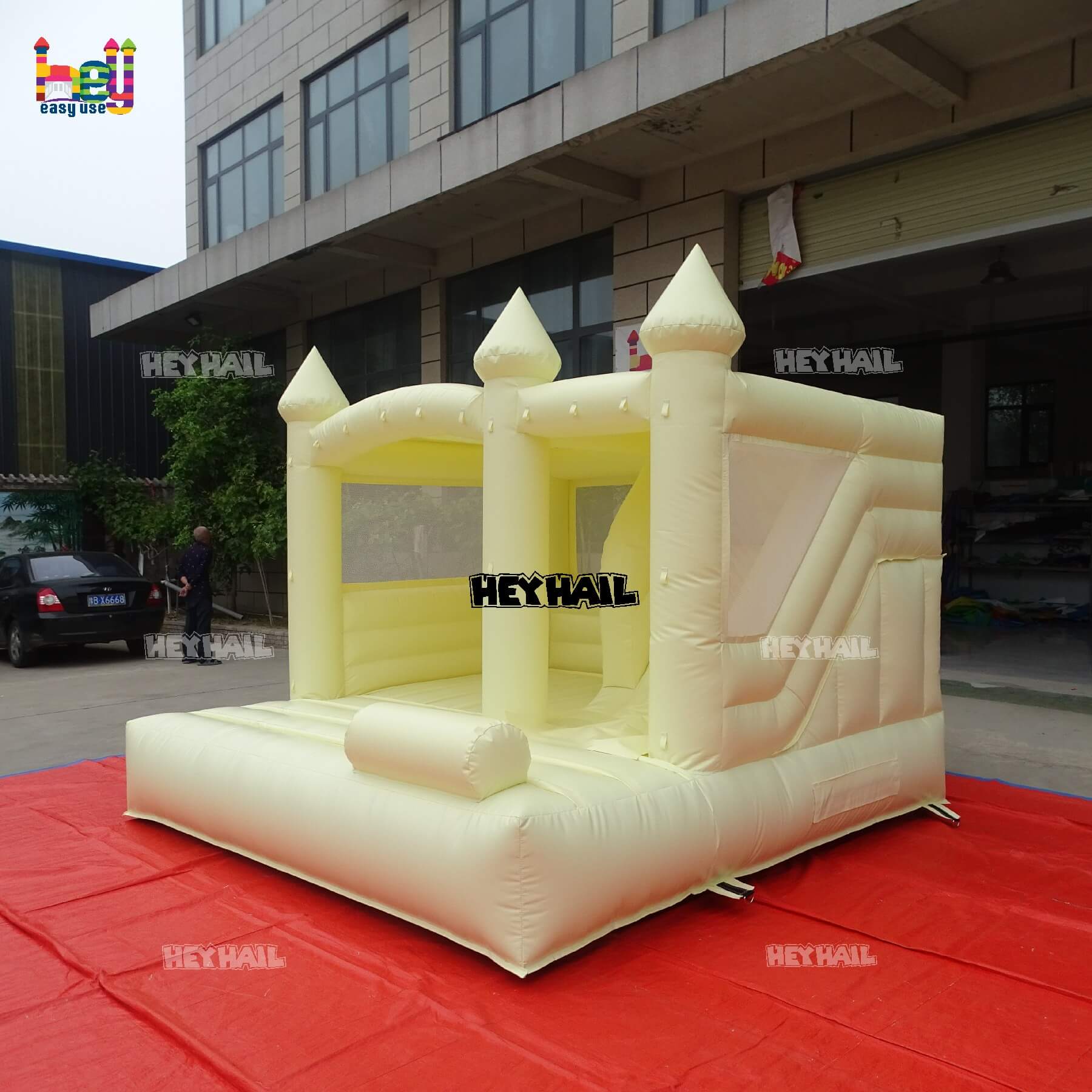 pastel yellow bounce house with slide inflatable on sale 