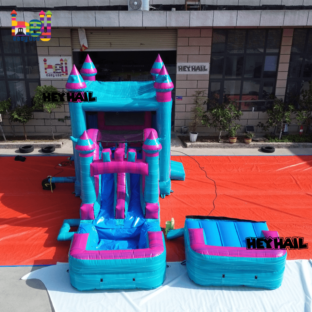 Palm Tree inflatable combo bounce house with dry wet slide