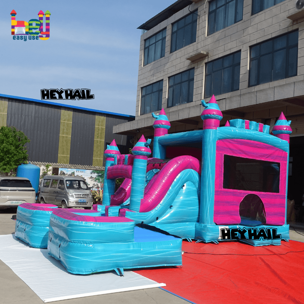 Palm Tree inflatable combo bounce house with dry wet slide