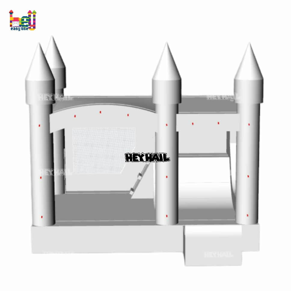 commercial glossy or matte white bounce house with slide