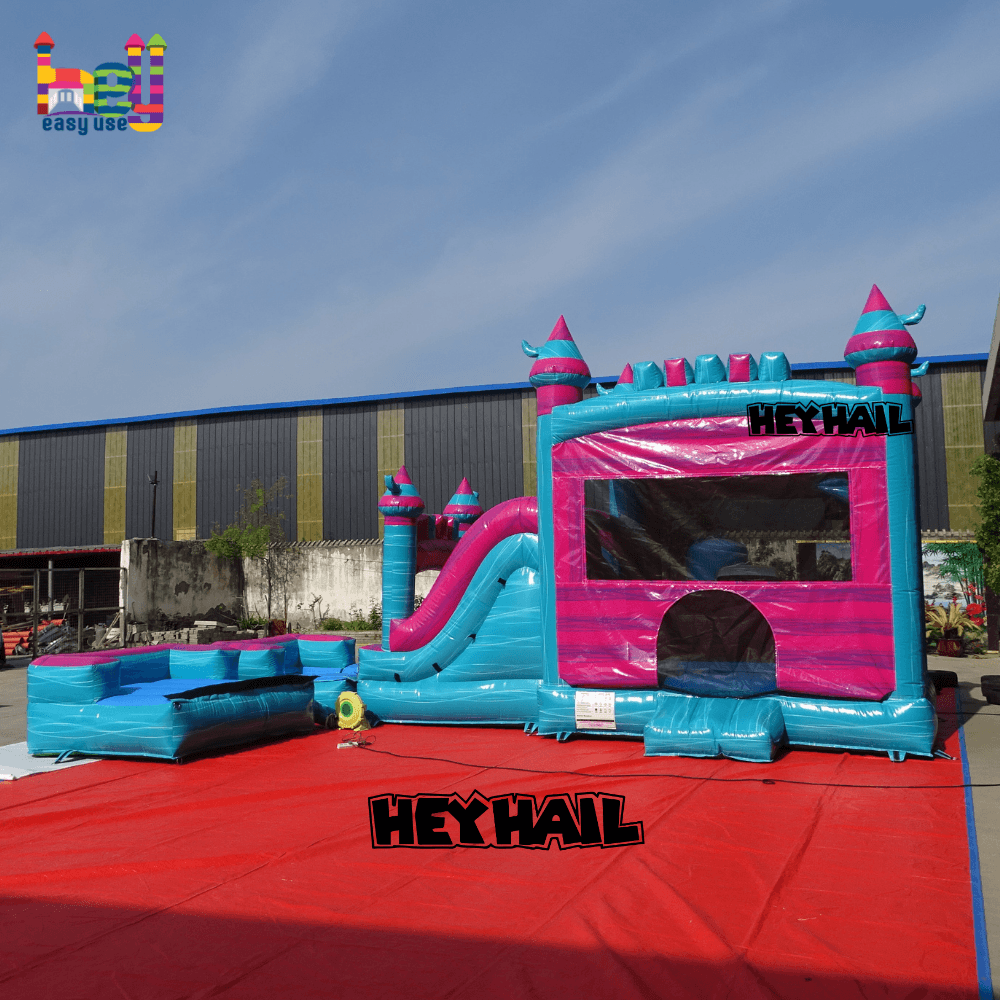 Palm Tree inflatable combo bounce house with dry wet slide