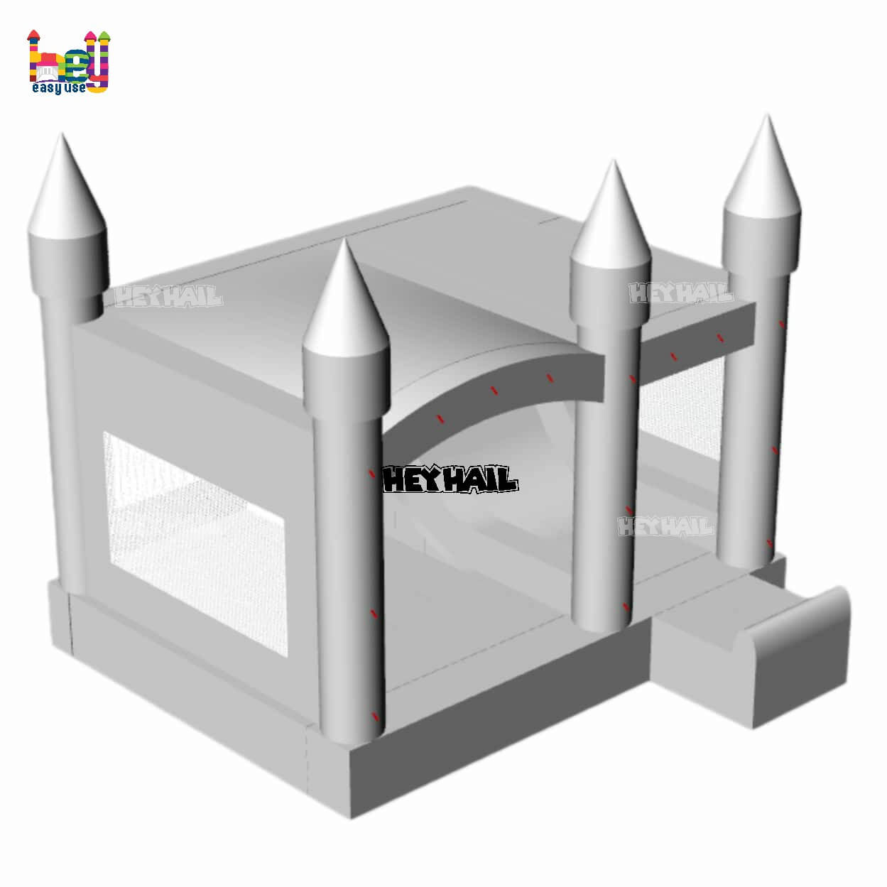 commercial glossy or matte white bounce house with slide
