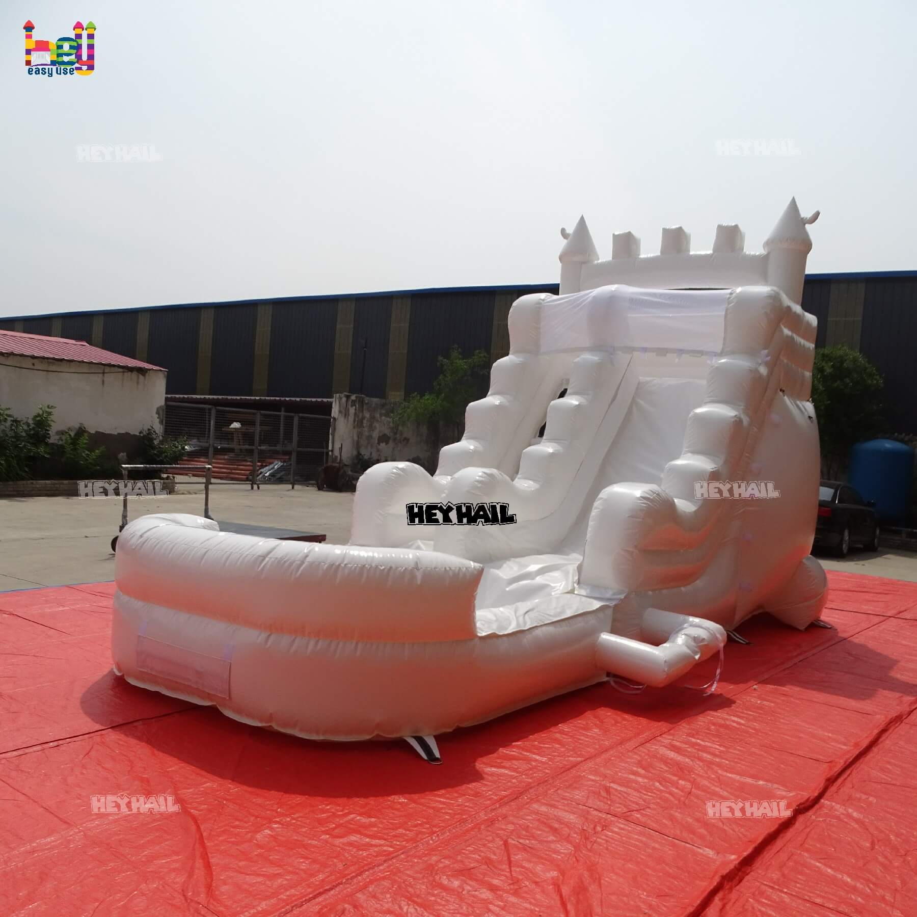 commercial inflatable glossy white water slide on promotion