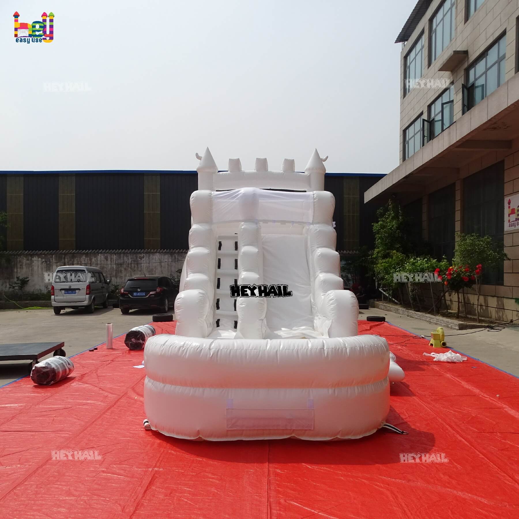 commercial inflatable glossy white water slide on promotion