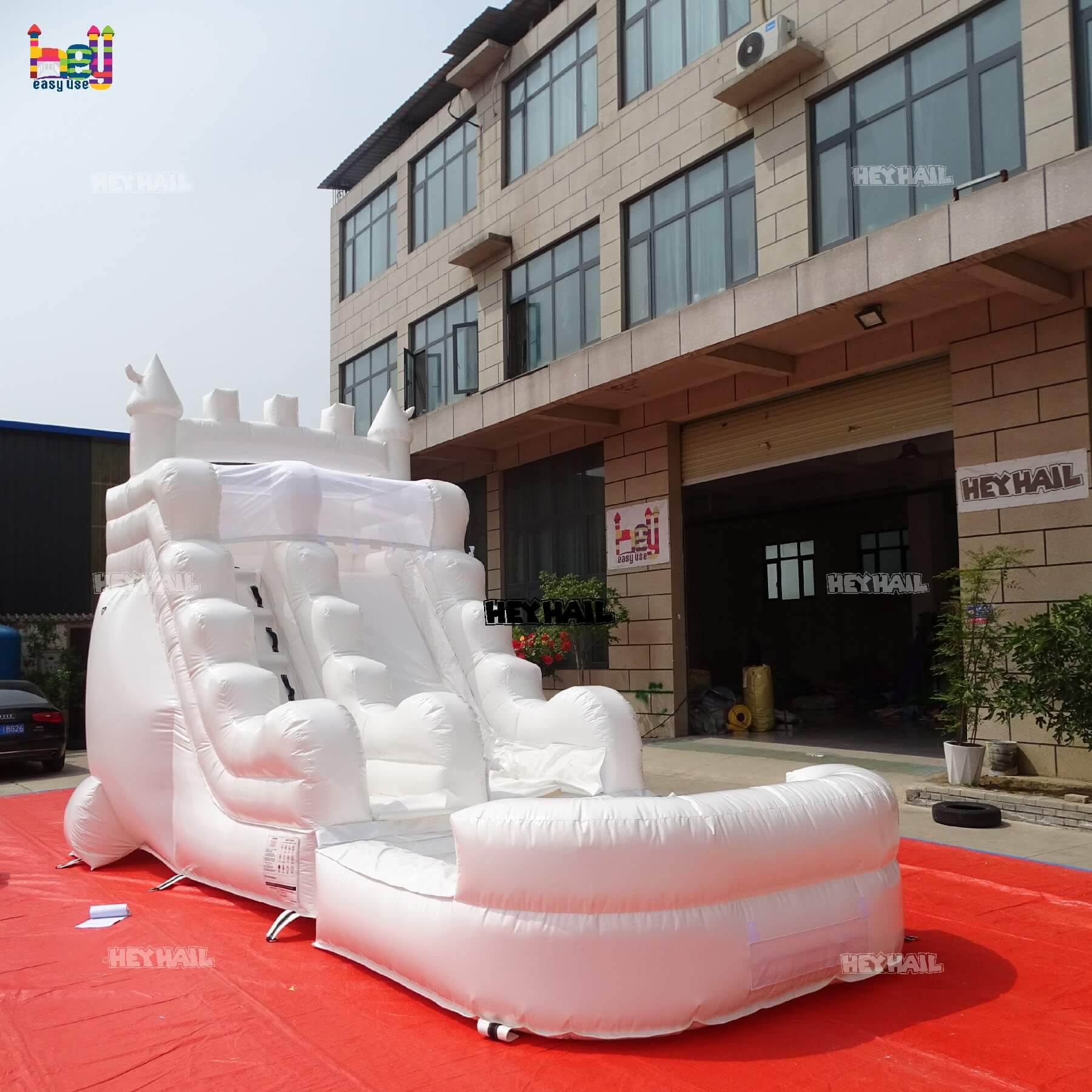 commercial inflatable glossy white water slide on promotion