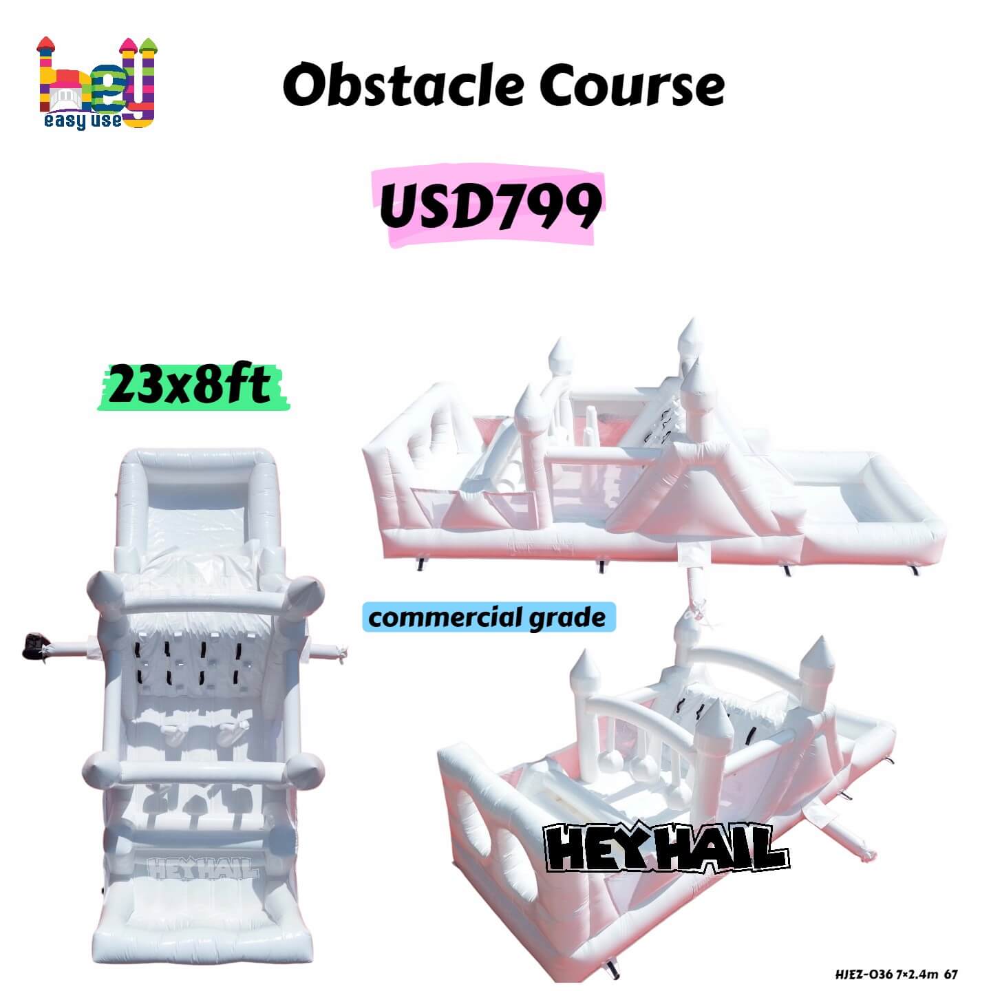 popular inflatable white obstacle bounce house on sale