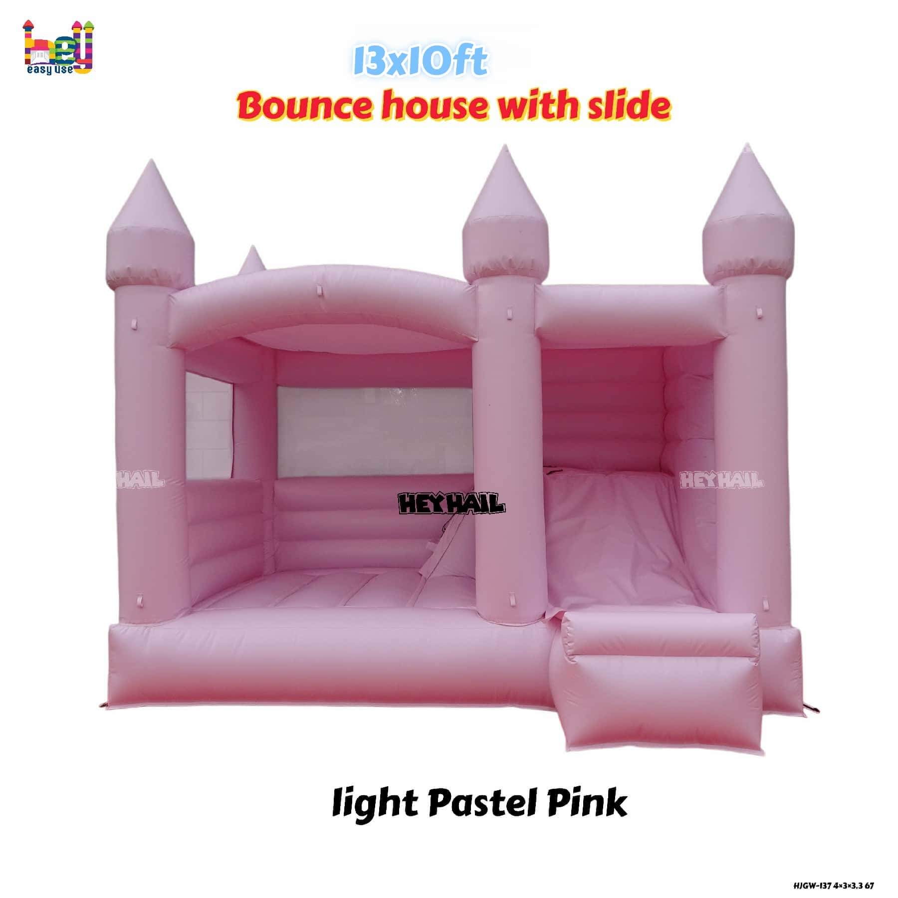 outdoor inflatable light pastel pink bounce house with slide 