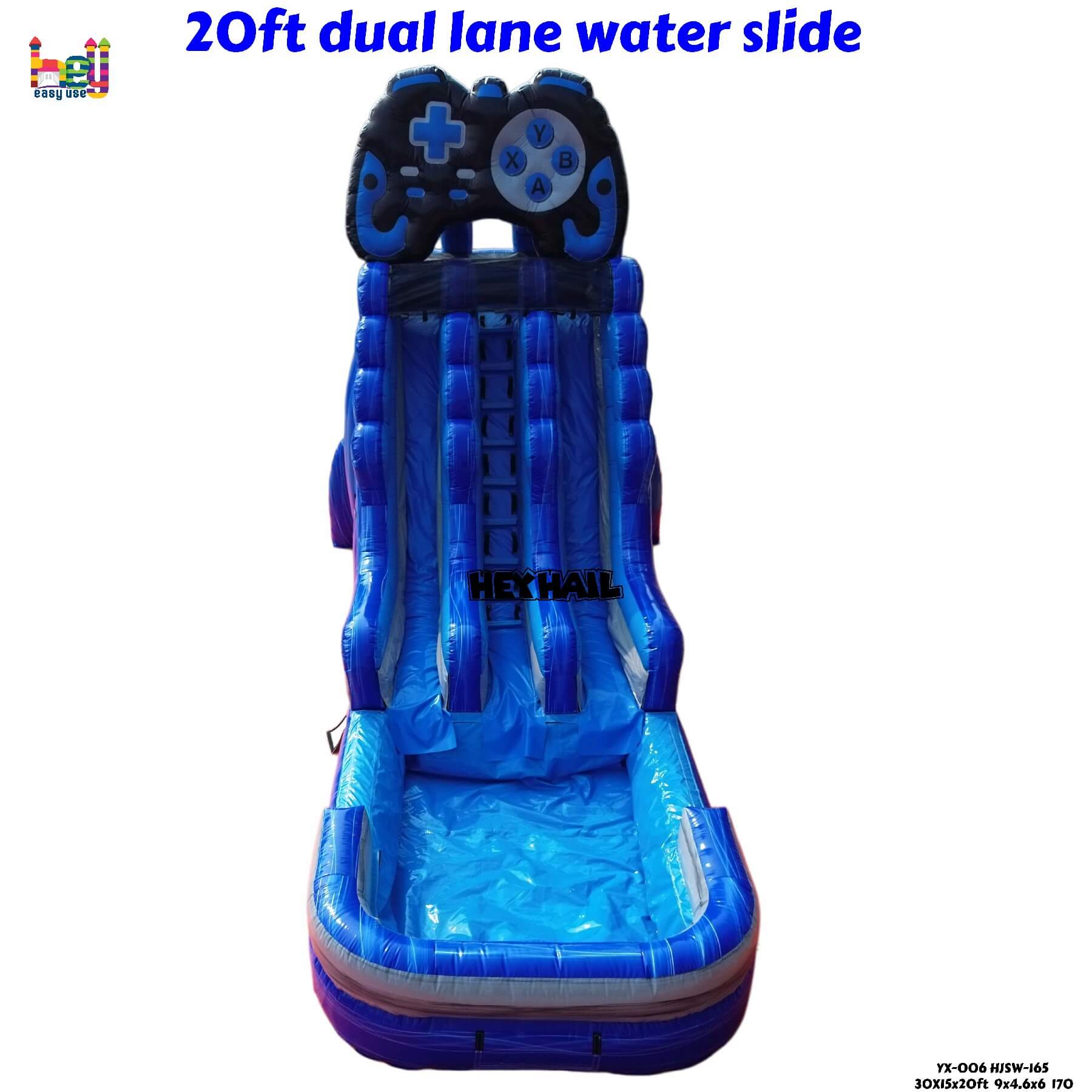 20ft dual lane water slide inflatable on sale