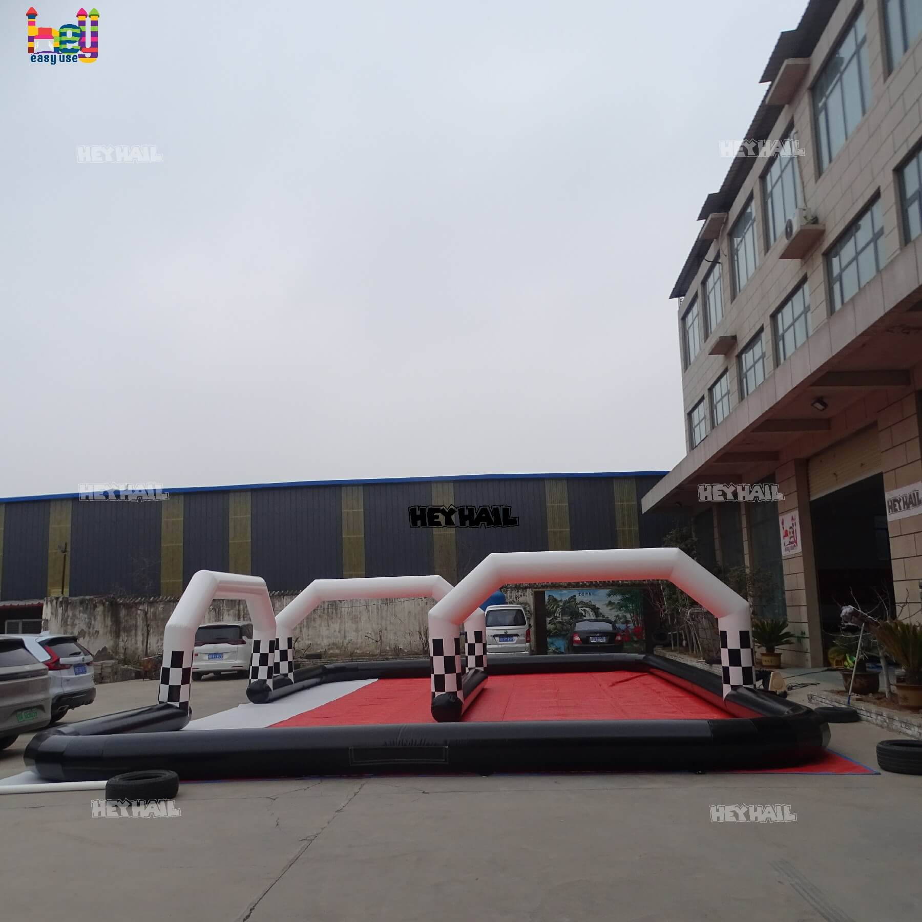 outdoor race track inflatable bounce house