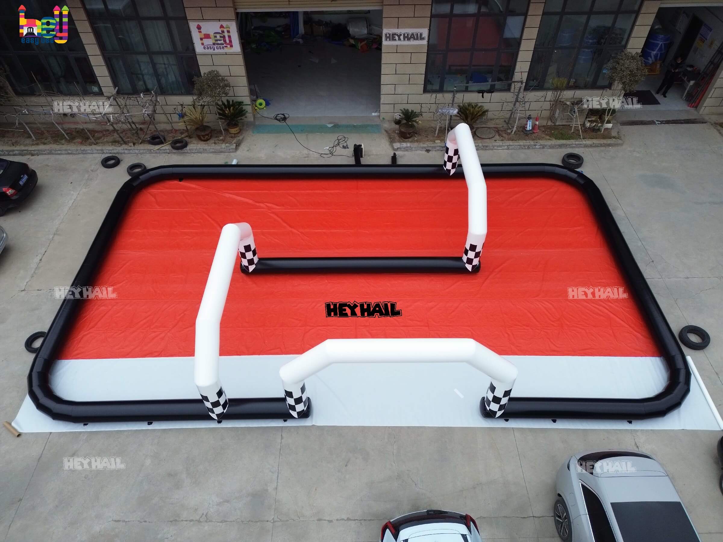 outdoor race track inflatable bounce house