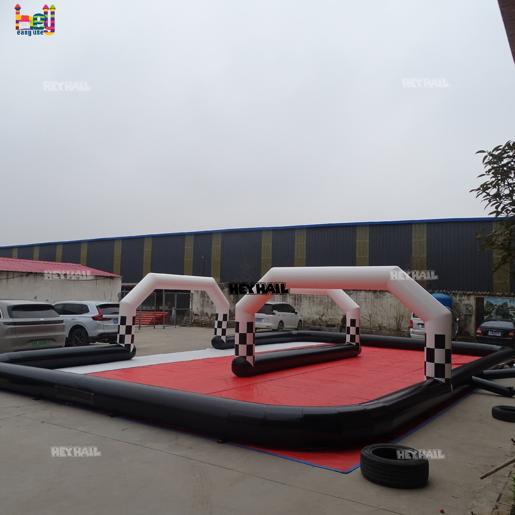 outdoor race track inflatable bounce house