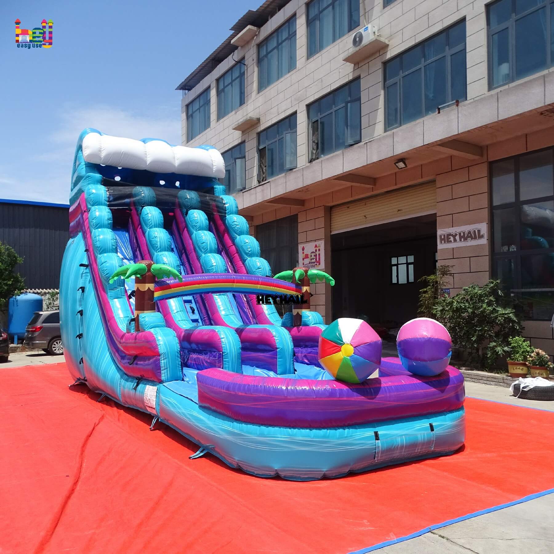 commercial PVC inflatable 18ft dual lane water slide on sale
