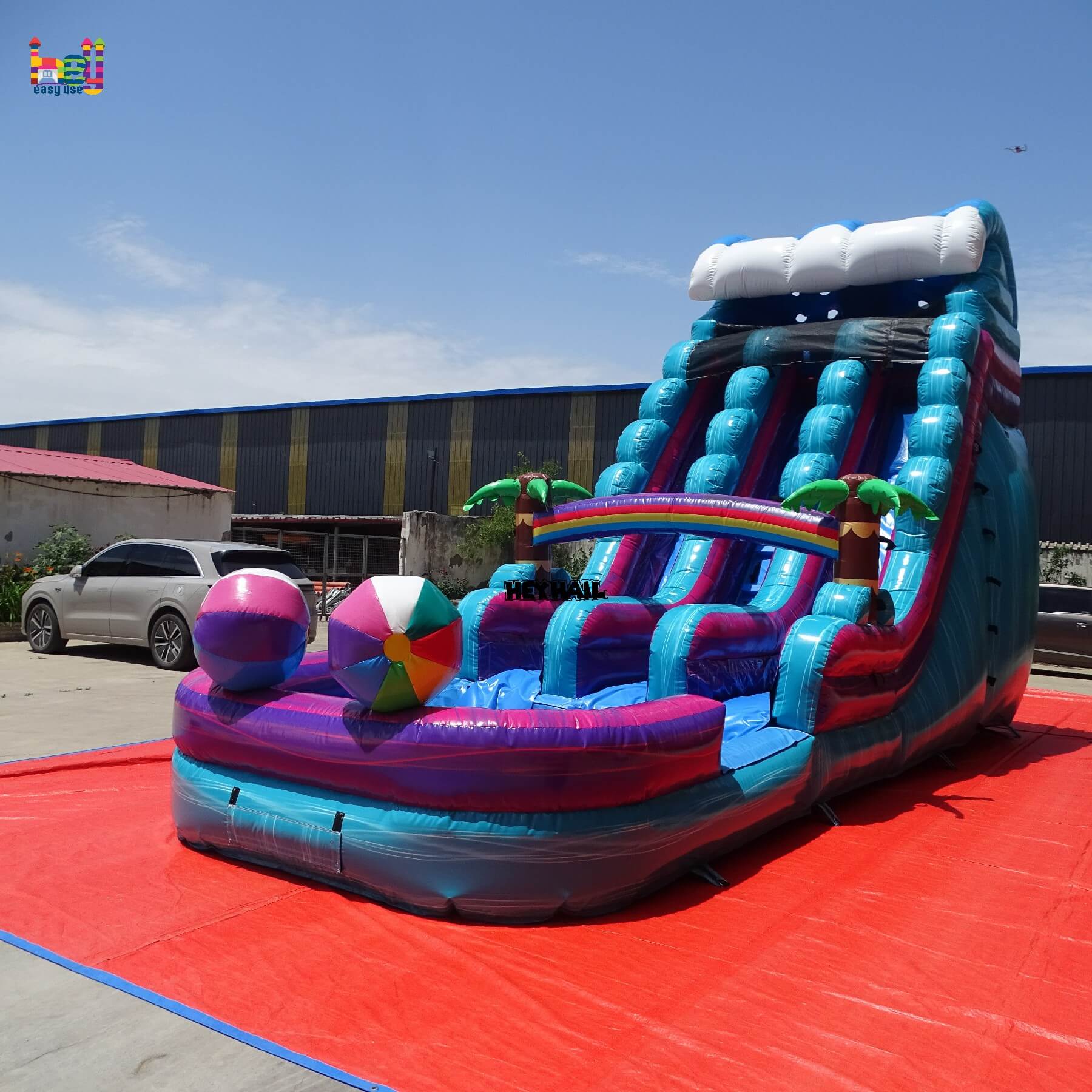 commercial PVC inflatable 18ft dual lane water slide on sale