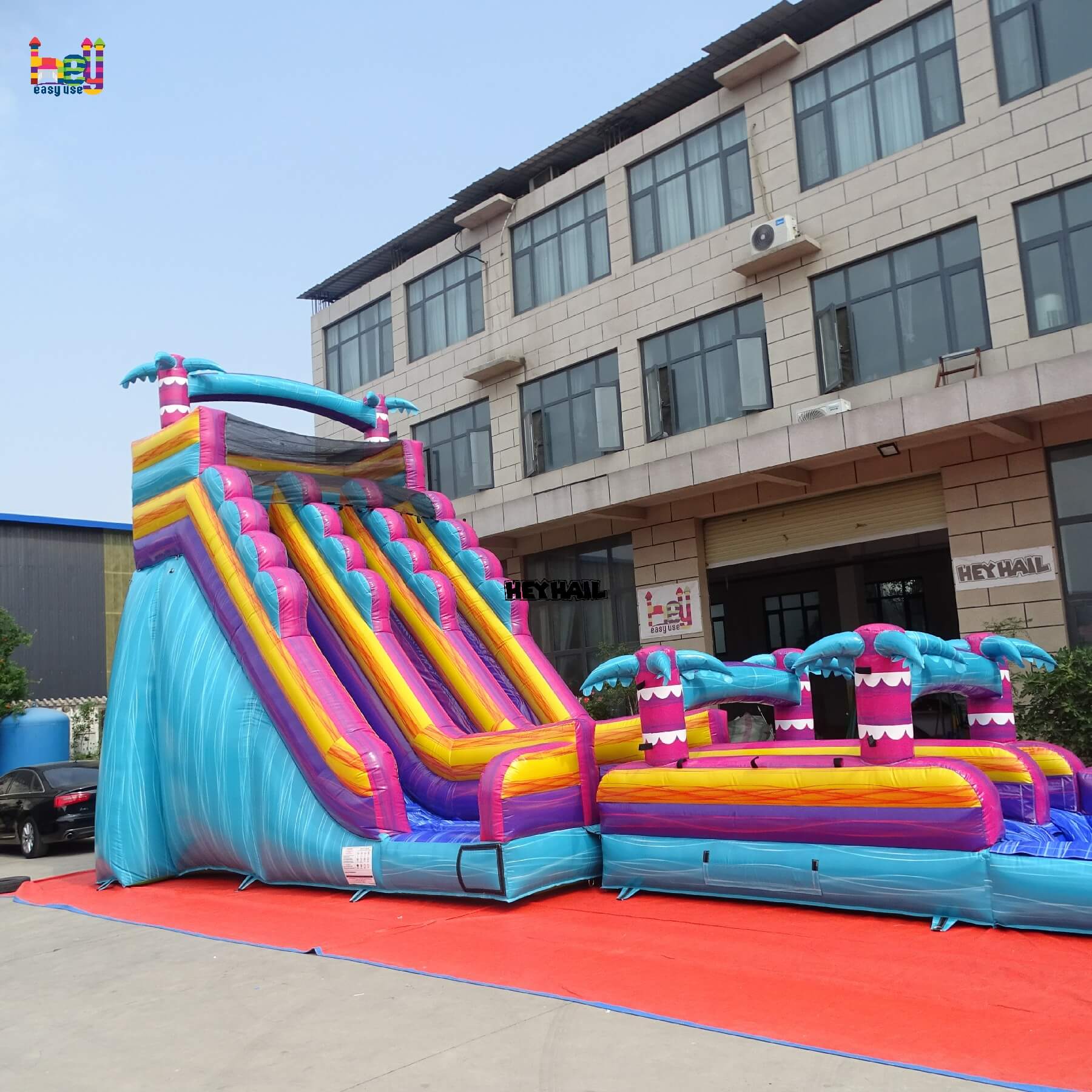 22ft dual lane water slide with slip and slide for outdoor fun
